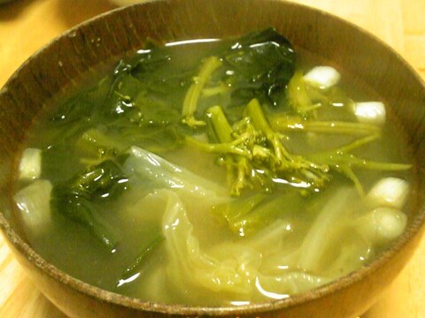 ブロッコリー・ねぎ・白菜・菜の花の味噌汁